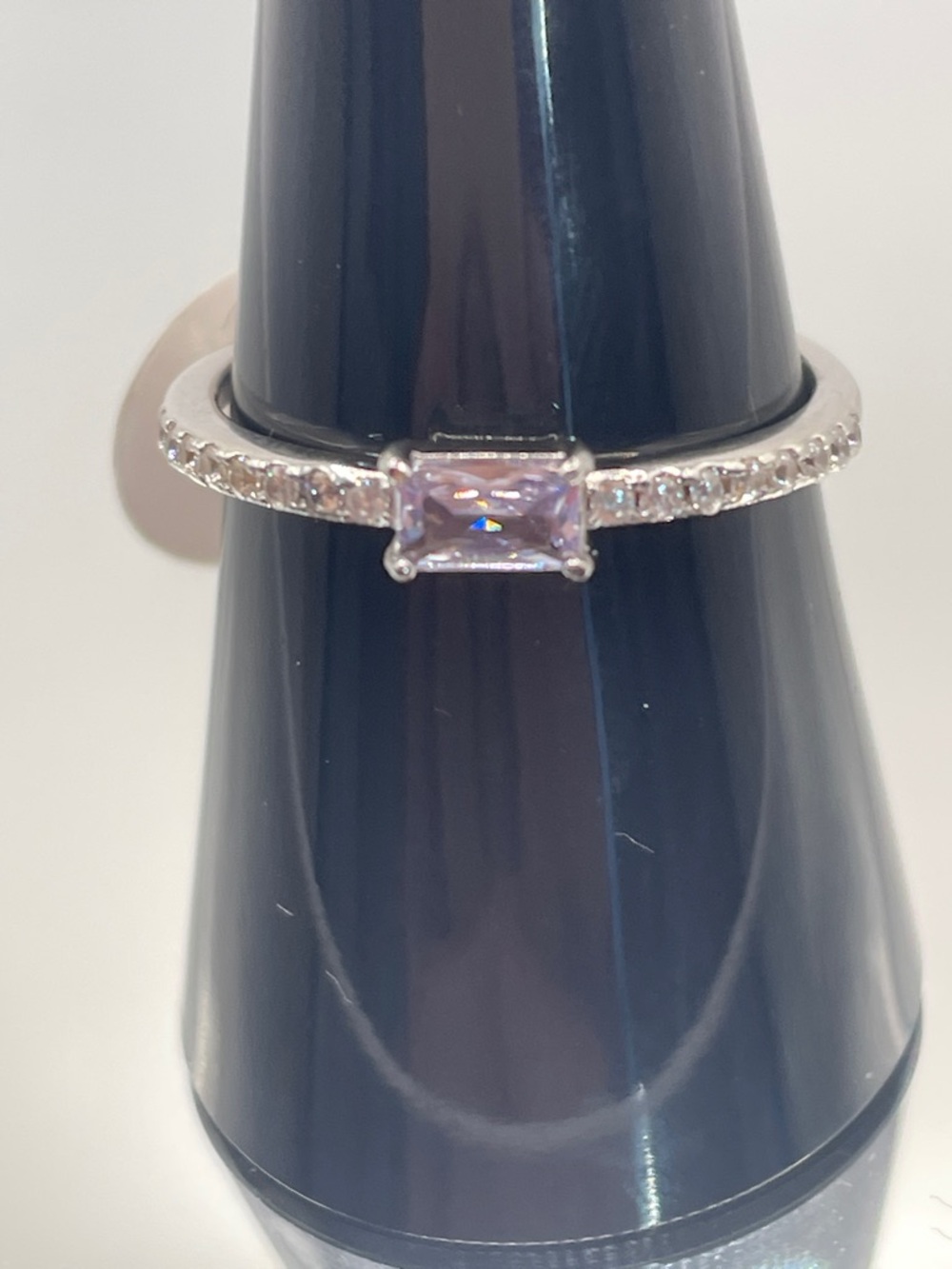 Bomb Party 925 Solid Sterling Silver Lavender CZ with crystal Size 8 MSRP $130